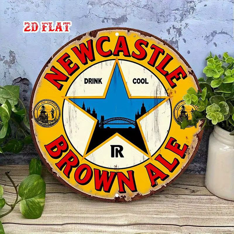 Newcastle Brown Ale Vintage Metallblechschild von Potdemiel, rundes Aluminium-Wandkunst-Schild in Multicolour, Durchmesser: 19,99 cm - Bild 3