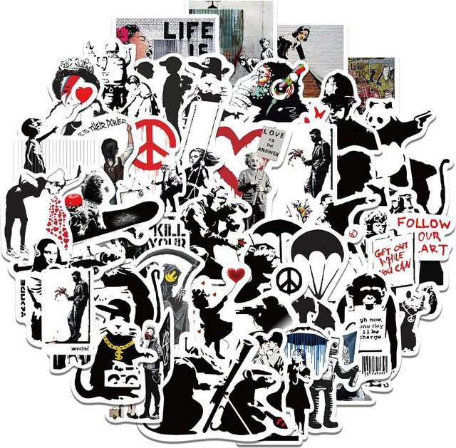 103067 Stück Banksy Street Art Aufkleber Set in Multicolour für Skateboard, Laptop und Auto, wasserfeste Graffiti Sticker von Binchi Outdoor Product - Bild 1