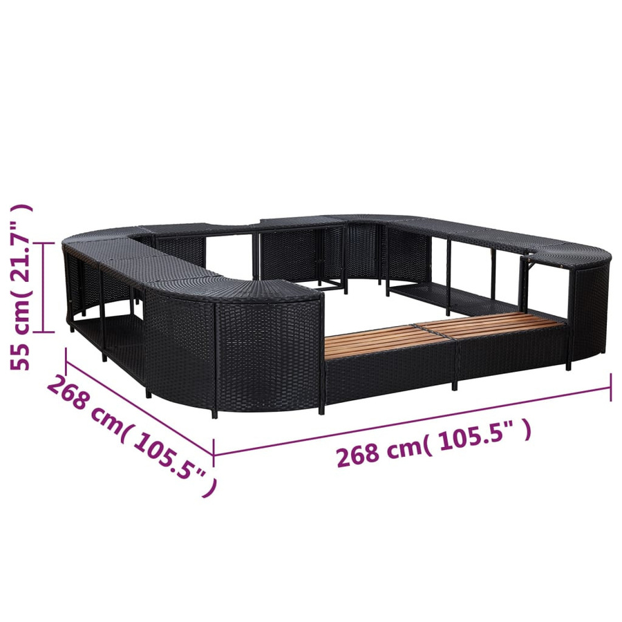 Whirlpool Surround Square von VD Home Furnishing in Schwarz aus Polyrattan, B/T/H: 268 x 268 x 55 cm - Bild 2
