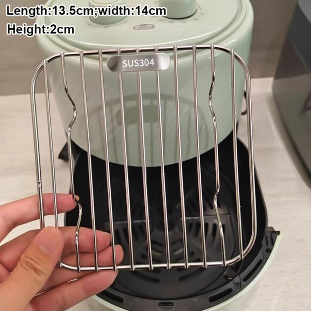 JYxiayi Heißluftfritteusen-Gestell aus 304 Edelstahl, rundes Grillgitter in Silber, Durchmesser: 14 cm - Bild 1