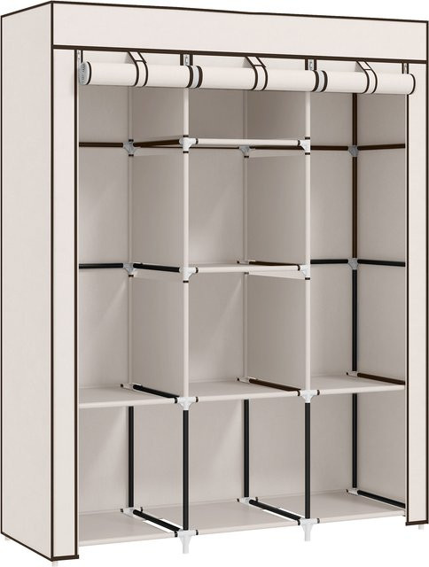 HOMCOM Stoffschrank Cremeweiß mit 8 Ebenen, Faltbarer Kleiderschrank mit Kleiderstangen und Rolladen für Schlafzimmer und Flur, B/T/H: 125 x 43 x 162,5 cm - Bild 1