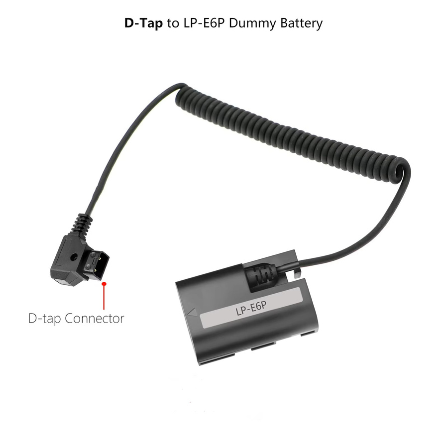 Probty D-Tap zu LP-E6P und USB-C zu LP-E6P Dummy-Akkukabel für Canon EOS 5D Mark IV, 6D Mark II, 80D, 90D, R5, R6 Mark II, R7 in Schwarz - Bild 3