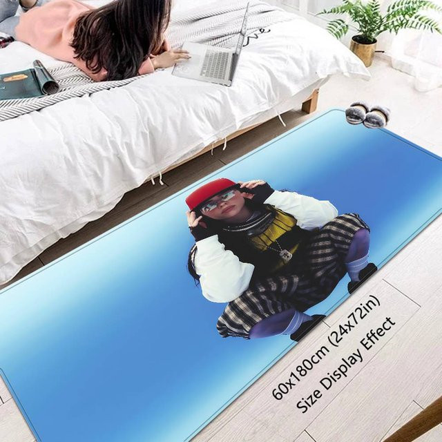 B-Billie E-Eilish Bodenmatte Retro Multiple Choice in Blau, rutschfester Teppich für Wohnzimmer und Küche - Bild 1
