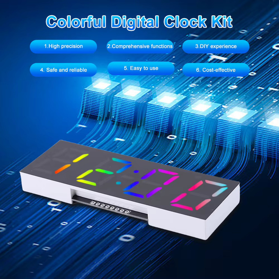 ALLOYSEED DIY Digitaluhr Kit mit Display, Datum, Wochentag, Temperatur und Alarm in Multicolor - Bild 4