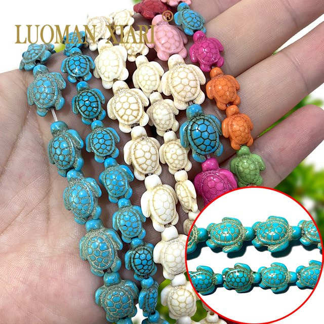 LUOMAN XIARI Schildkröte Spacer Perlen, Naturstein, Howlite, 11 mm, Unisex - Bild 1