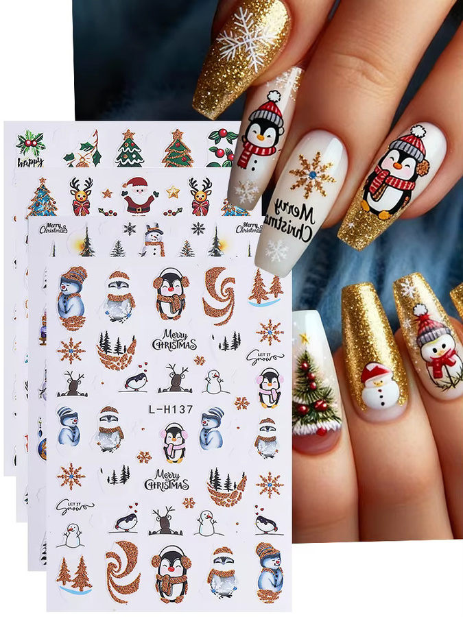 SWEET TREND Nagelaufkleber Weihnachten, 8 Stück, Gold, Glänzend - Bild 3