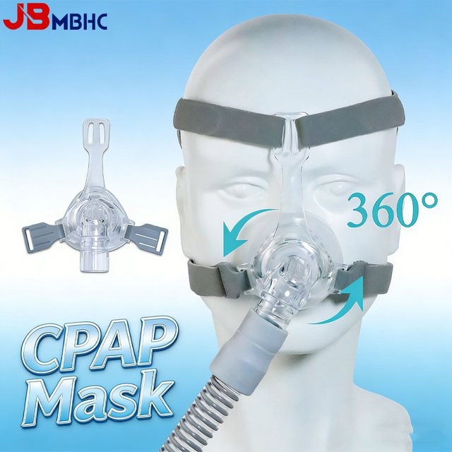 JBMBHC CPAP-Maske, Vollgesichts-Nasenmaske mit Kopfgurt, Silikon, Unisex - Bild 1