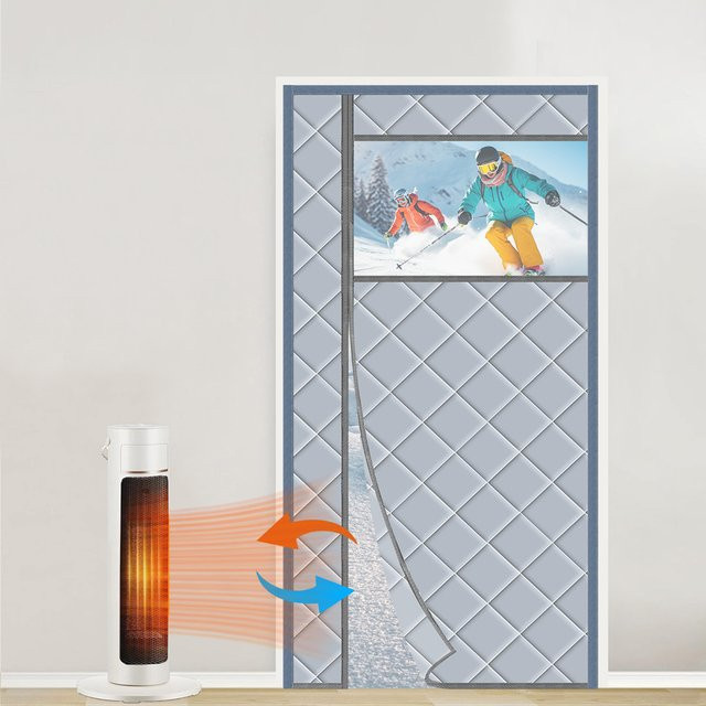 JYMCW Magnetische isolierte Türvorhänge in Grau, blickdicht und thermoisolierend, B: 80 cm, H: 200 cm - Bild 1