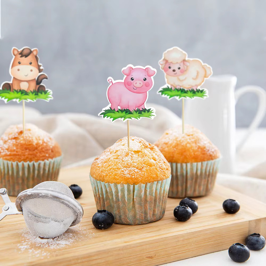 WEIGAO Bauernhof Tier Kuchen Topper Set mit 8 Figuren wie Kuh, Schwein, Küken und Schaf sowie Traktor in Mehrfarbig für Kindergeburtstage und Party-Dekoration - Bild 3