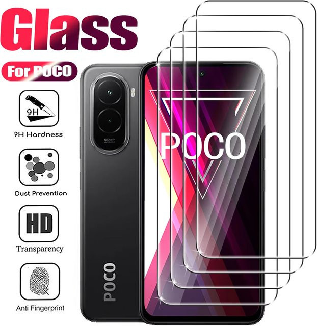 Xiaomi Schutzglas aus gehärtetem Glas für Poco M7 Pro M6 Pro M5 C65 C85 C61 F5 F4 C71 C75 X5 Pro X3 NFC Pro M5s M6 Plus, transparent - Bild 1