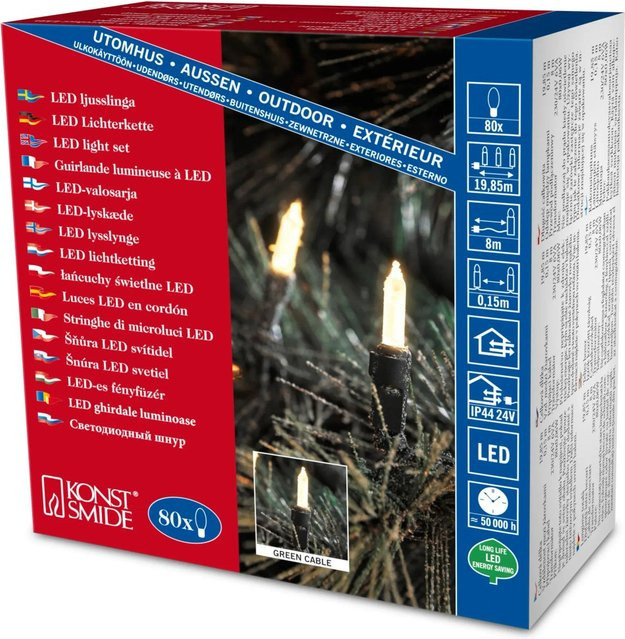 Konstsmide LED-Lichterkette warmweiß mit 80 Leuchtmitteln für innen und außen, grün - Bild 2