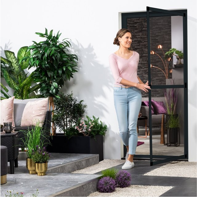 Insektenschutz-Türbausatz COMPACT von Hecht International aus Aluminium in Anthrazit, B: 100 cm, H: 210 cm - Bild 1