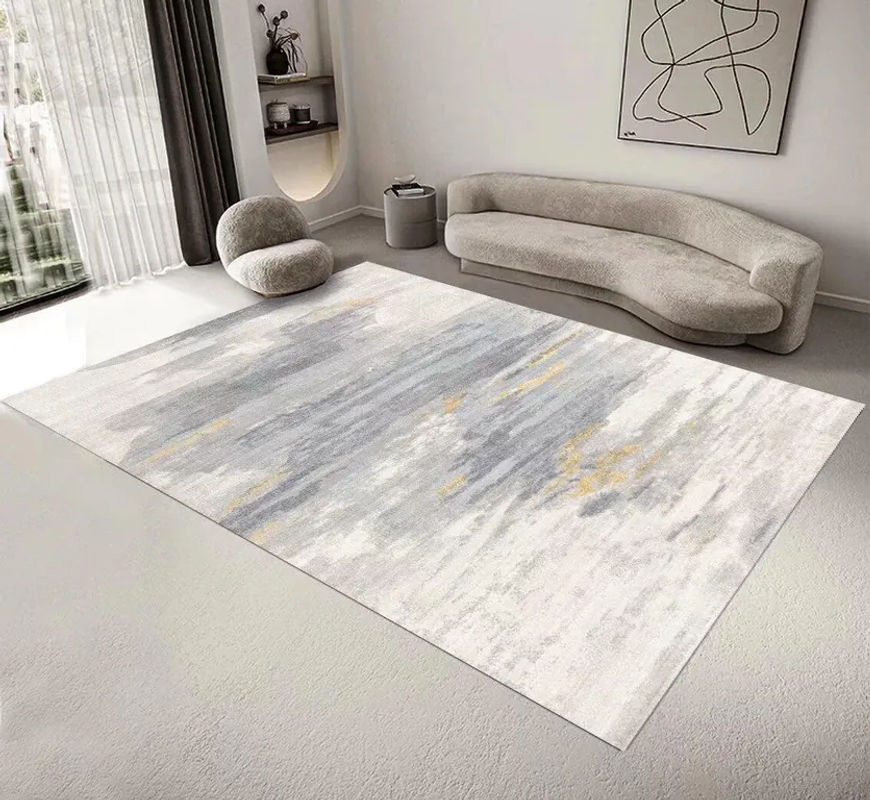 Moderner, waschbarer und rutschfester Teppich in Grau für Wohnzimmer und Schlafzimmer, B/T: 90 x 60 cm - Bild 2