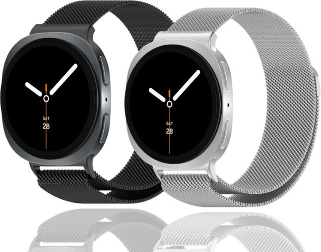 JBAILI Uhrenarmband Edelstahl, Milanese Loop, Schwarz, Samsung Galaxy Watch 8/8 Classic - Bild 1