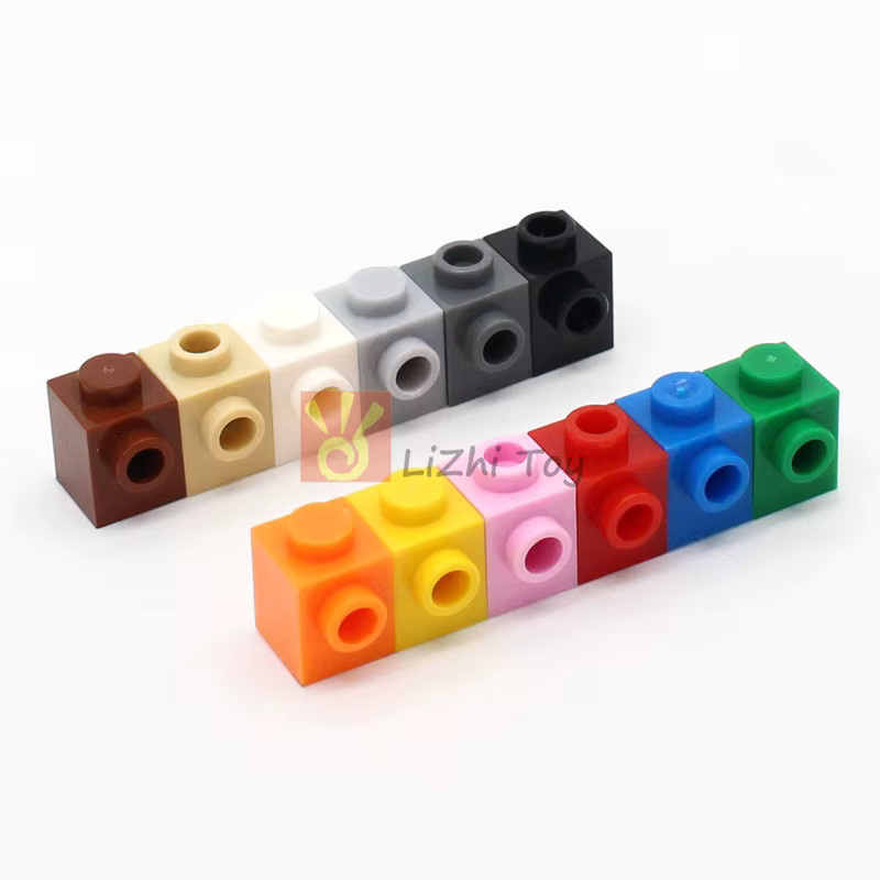 jile MOC 87087 Ziegel modifiziert 1x1 mit Bolzen auf der Seite, Baustein Zubehör, 100-teiliges Set, Schwarz, Bunt / Mehrfarbig - Bild 2