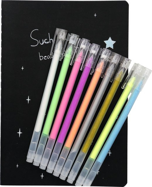 Hopk Skizzenbuch und Stift-Set mit 10-teiligem Zubehör, Softcover Notizbuch mit schwarzem Papier für Graffiti und Zeichnungen, Schwarz - Bild 1