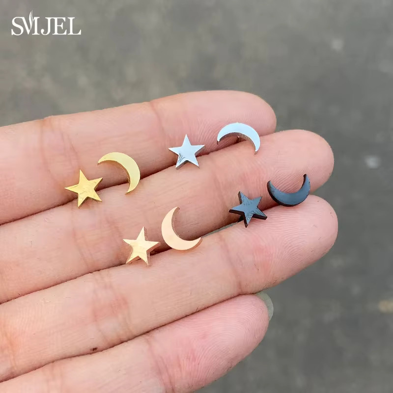 SMJEL Ohrstecker Stern und Mond, Silber, Damen - Bild 2
