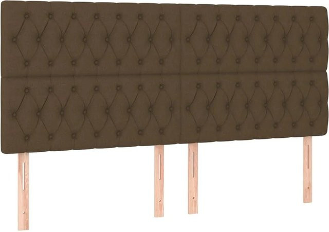 vidaXL Kopfteil aus Stoff in Dunkelbraun, Breite: 200 cm, Tiefe: 7 cm, Höhe: 118 cm bis 128 cm - Bild 1