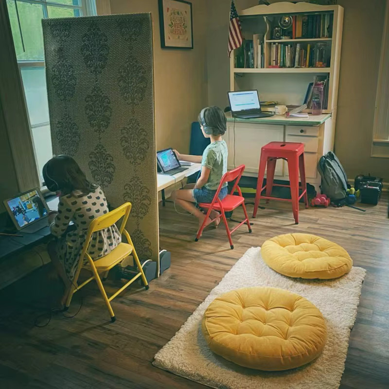 Inyahome Rundes Bodenkissen aus Cord für Meditation und Yoga, Grün - Bild 3