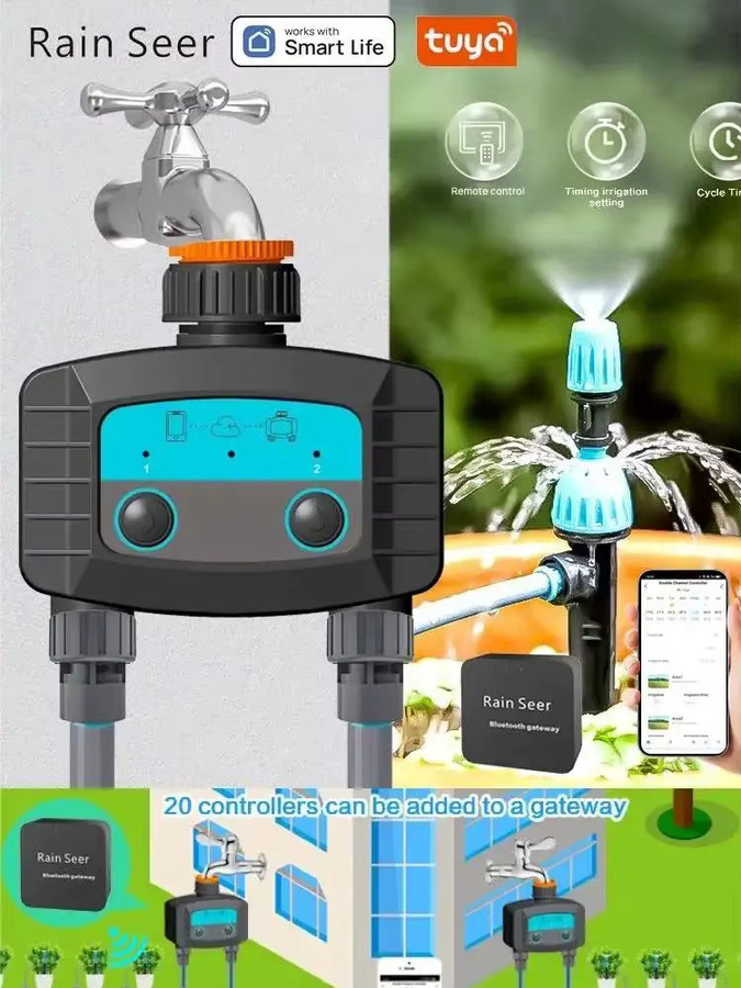 Tuya Smart Sprinkler Timer mit Dual Bluetooth, programmierbarer Outdoor Wasser Timer für Gartenschläuche, Schwarz - Bild 7
