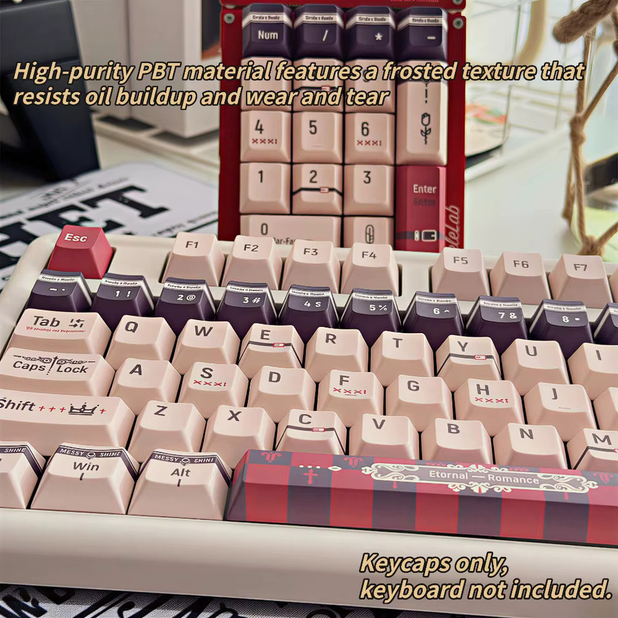 TTTSKONE PBT Tastenkappen im Cherry-Profil mit 120 Tasten, 5-seitige Farbsublimation, blendfrei, Multicolour, passend für 61-108 Tastaturen - Bild 3
