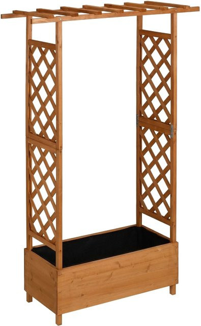 Relaxdays Hochbeet aus Tannenholz mit Rankgitter und Dach in Orange, B/T/H: 110 x 44 x 183 cm - Bild 1