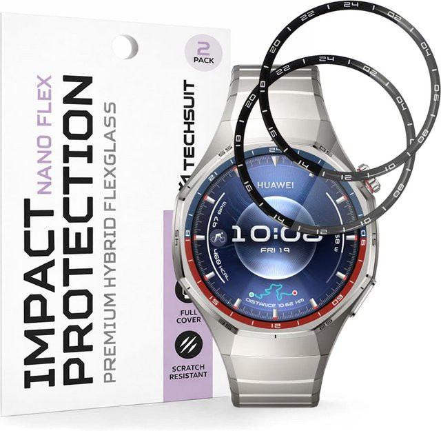 Techsuit Nano Flex Schutzfolie für Huawei Watch GT 6 Pro, Schwarz, 2 Stück - Bild 1