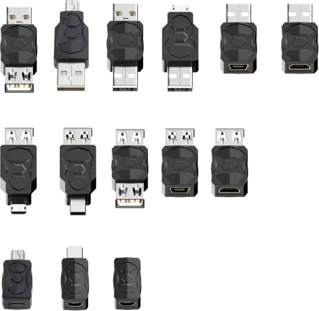 BSN USB zu Micro USB und Mini USB Adapter Konverter in Schwarz mit 480Mbps Datenübertragung für Telefon, Tablet und Kamera - Bild 1