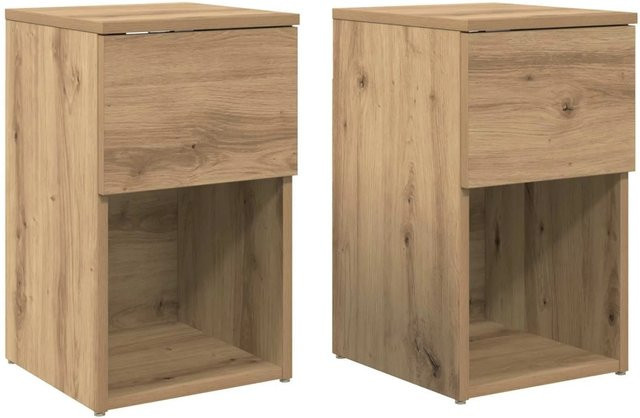 vidaXL Bettschrank Set aus 2 Stück in Artisan-Eiche, moderner Holzwerkstoff, B/T/H: 29 x 31,5 x 49 cm - Bild 1