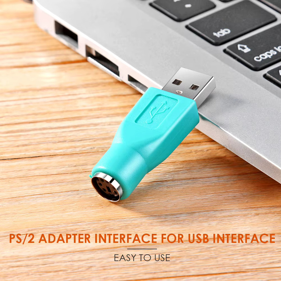 ALLOET PS/2 auf USB Adapter Konverter für Tastatur und Maus in Türkis - Bild 3