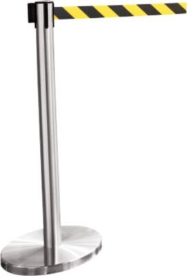 Guidesystems Gurtpfosten aus Metall in Chrom mit schwarz-gelbem Absperrgurt - Bild 1