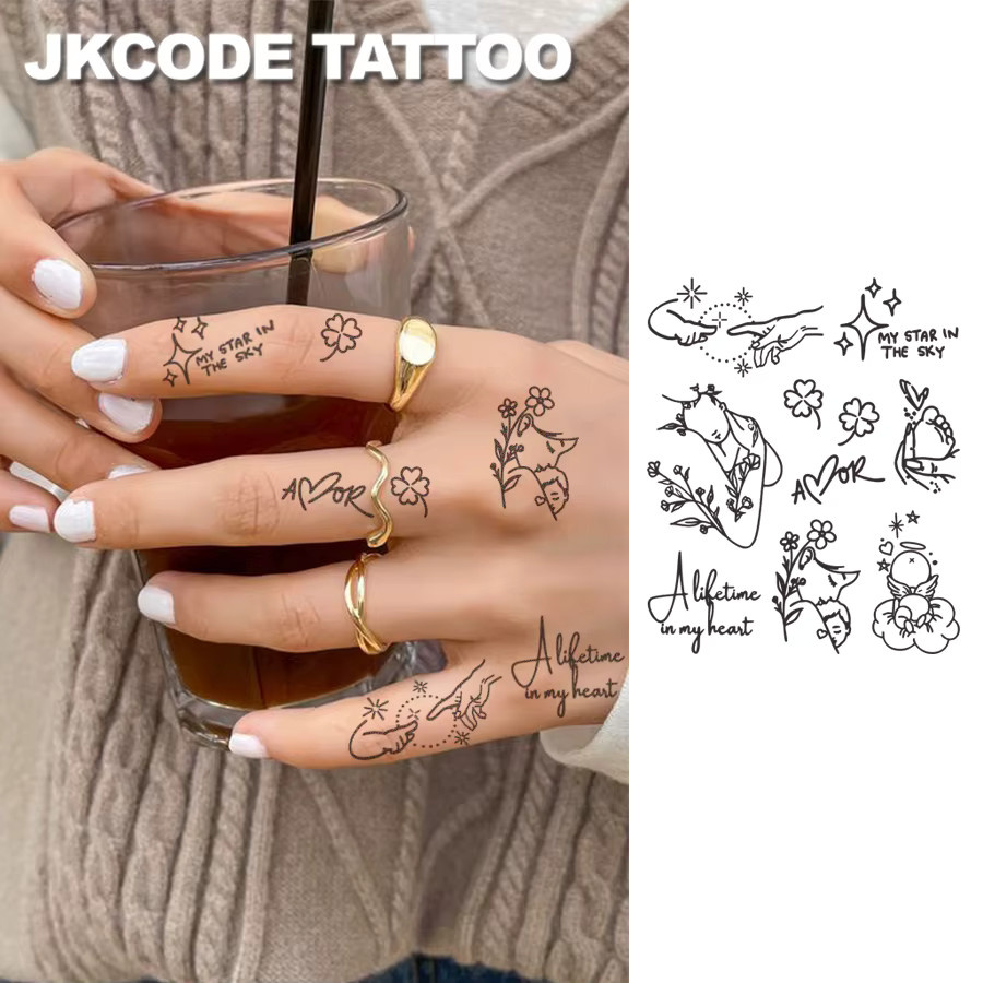 JKCODE TATTOO Minimalistische Tattoo-Aufkleber, Damen - Bild 2