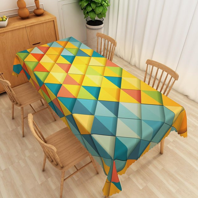 Wasserdichte Tischdecke von JMG Household Supplies mit modernem 3D-Geometrie-Design in Schwarz und Weiß, B/T: 90 x 140 cm - Bild 1