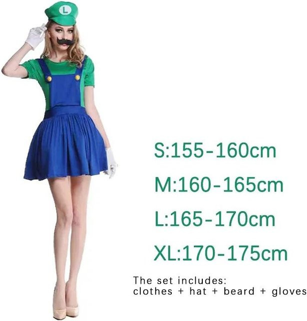 Super Mario Luigi Uniform Set, Cosplay Kostüme, Blau - Bild 1