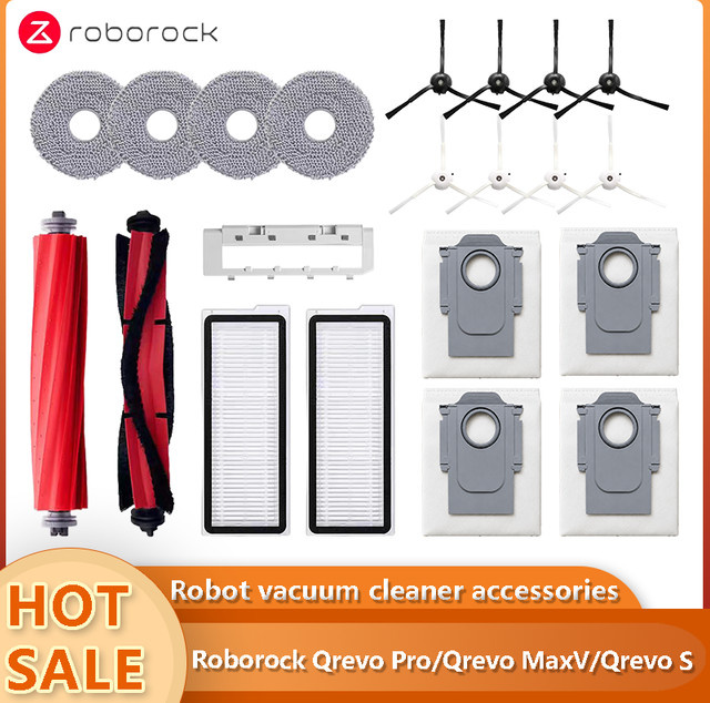 Roborock Zubehör Set für Q Revo MaxV Q Revo S Q Revo Pro in Weiß mit Staubbeuteln Hauptbürsten Seitenbürsten HEPA-Filtern Wischmopps und Spa-Komponenten - Bild 1