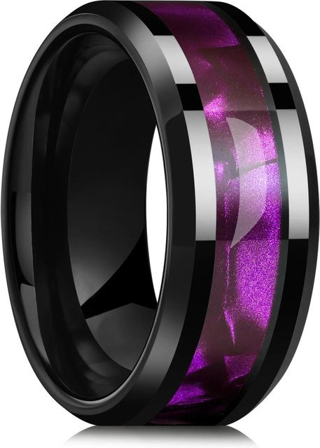 YIRAN Ring Edelstahl, Schwarz, Herren, 8mm - Bild 1