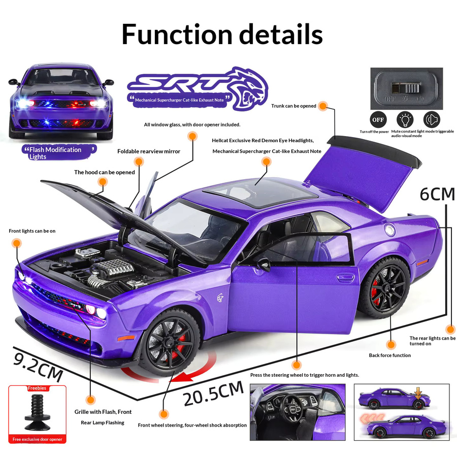 Maisto Hellcat Sportwagen-Modell, 1:24, aus Legierung, mit Sound und Licht - Bild 2
