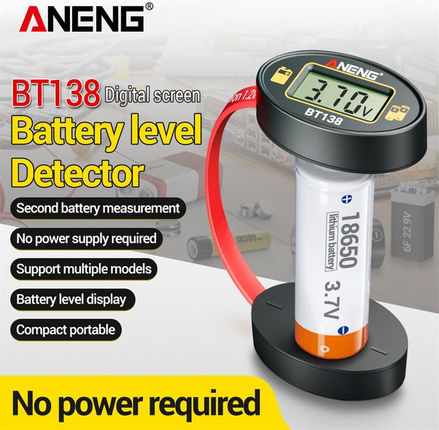 ANENG BT138 Digitaler Batterietester in Schwarz zur Kapazitätsanalyse von AAA, AA und Knopfzellen - Bild 1