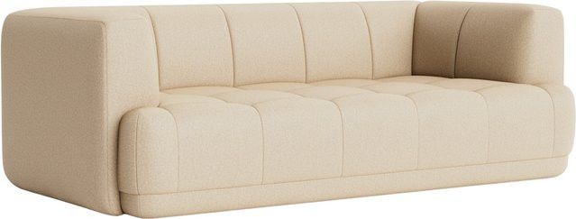 HAY Quilton 2 Sitzer Sofa in Beige mit Textilbezug und Quilting-Optik - Bild 1
