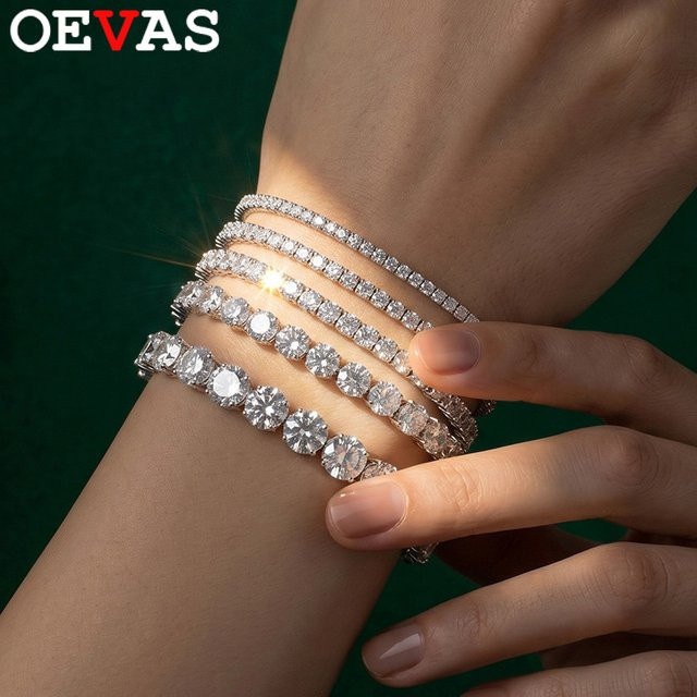 OEVAS Moissanit-Tennisarmband, 925 Silber, Bicolor, Unisex - Bild 1