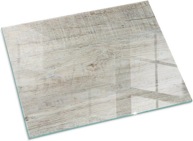 Tulup Glasplatte für Kaminöfen in Beige mit heller Holzstruktur, B: 80 cm, H: 60 cm - Bild 1
