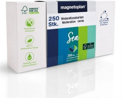 Magnetoplan Moderationskarten Sea, beschreibbare Karten in Multicolor, B: 20 cm, H: 10 cm, 250 Stück - Bild 1