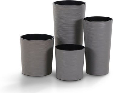 Siena Garden Pflanzkübel Locon Groove in Grau mit Rillenoptik, rund, Durchmesser: 30 cm, Höhe: 57 cm - Bild 3