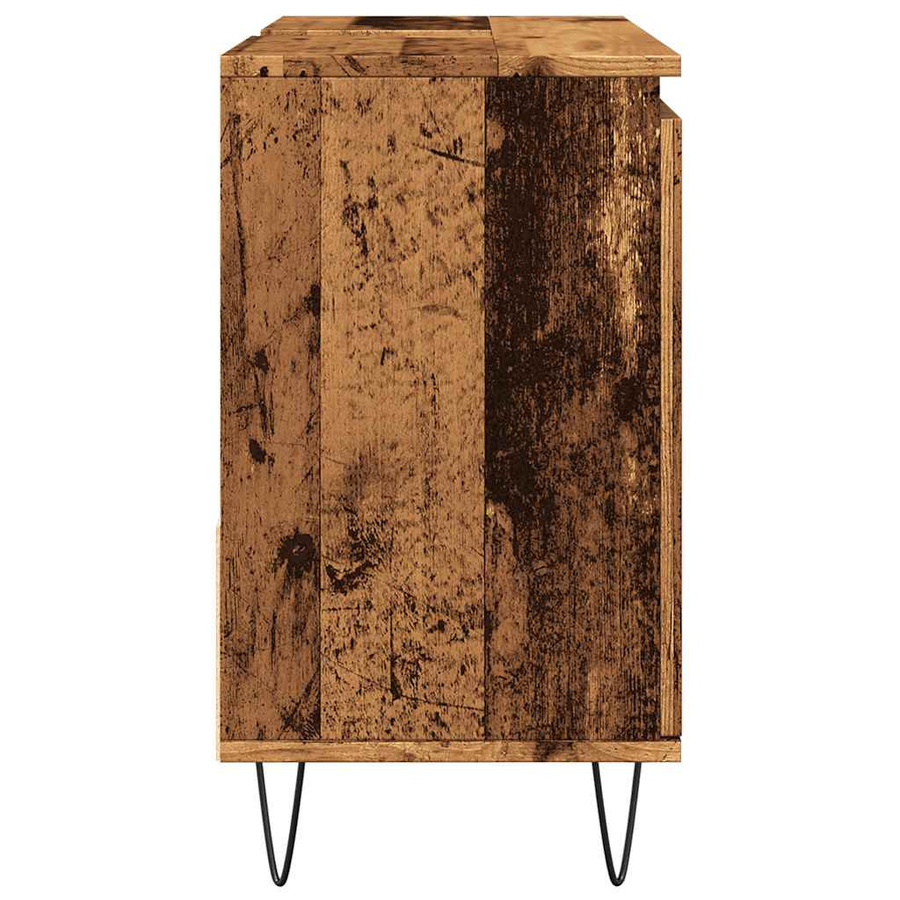 vidaXL Waschbeckenunterschrank in Altholz-Optik und Braun mit industrieller Note, B/T/H: 65 x 33 x 60 cm - Bild 3