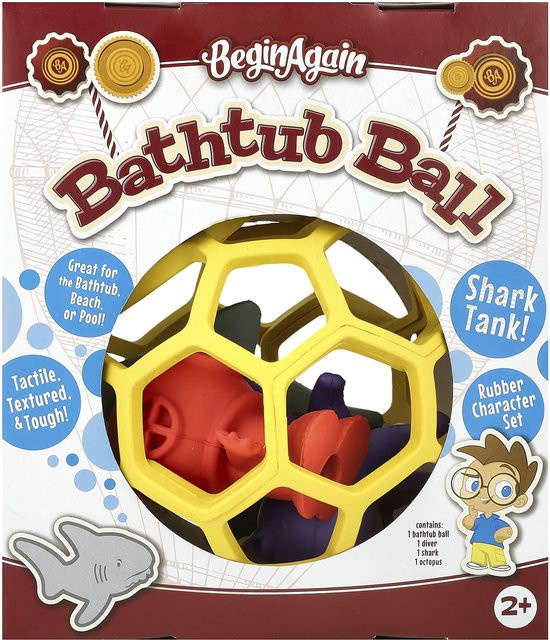 Begin Again Toys Meerestiere Badekugeln, 4-teiliges Set, Grau, Gelb, ab 2 Jahre - Bild 1