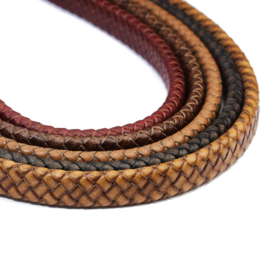 Louleur Lederseil, geflochten, bunt, 10/12 mm, 1 Yard - Bild 2