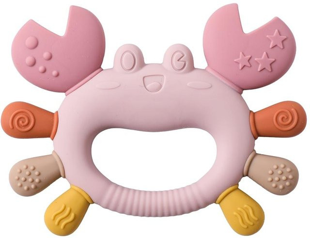 Binchi Outdoor Product Baby Beißspielzeug Krabbe aus Silikon, BPA-frei, Pink/Mehrfarbig, Sensorisches Spielzeug für Neugeborene zur Zahnpflege - Bild 1