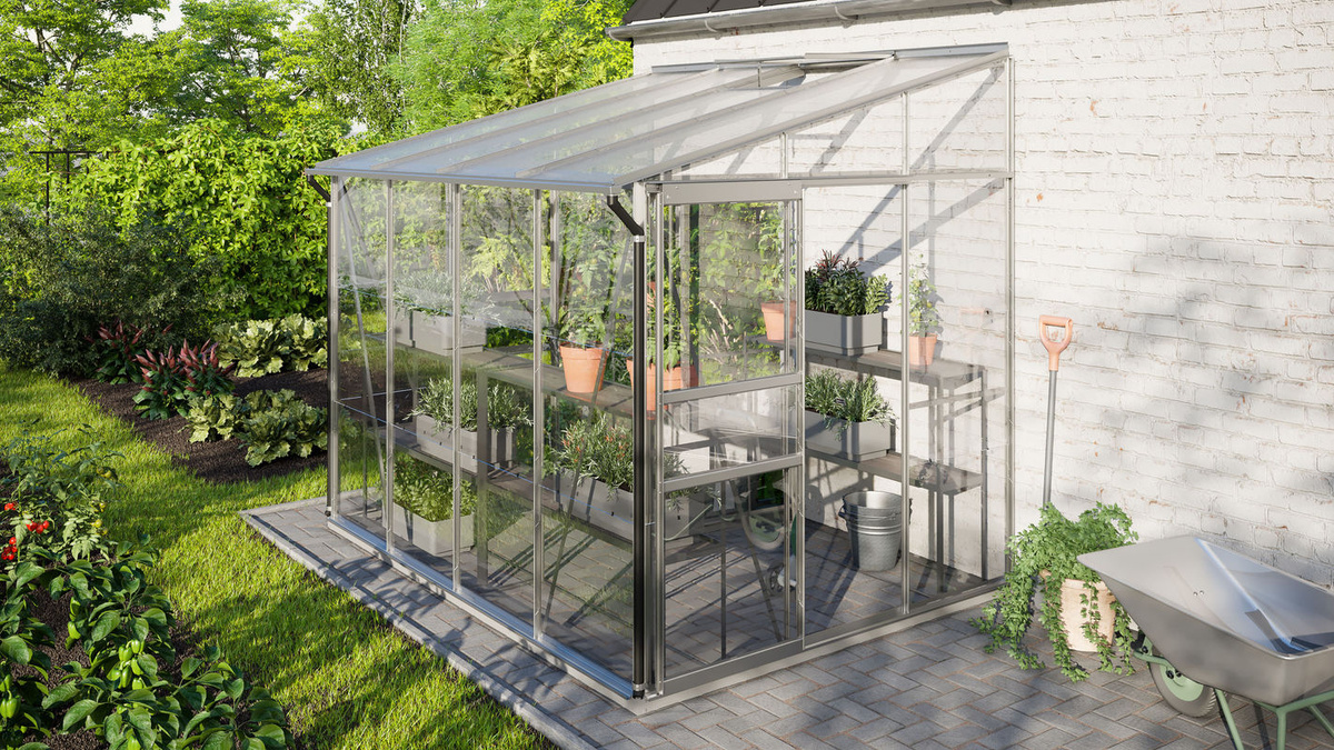 Vitavia Anlehn-Gewächshaus Ida 5200 aus Aluminium Eloxiert in Silber mit Polycarbonat-Verglasung und Pultdach, B/T/H: 262,1 x 220,8 x 201,4 cm - Bild 3