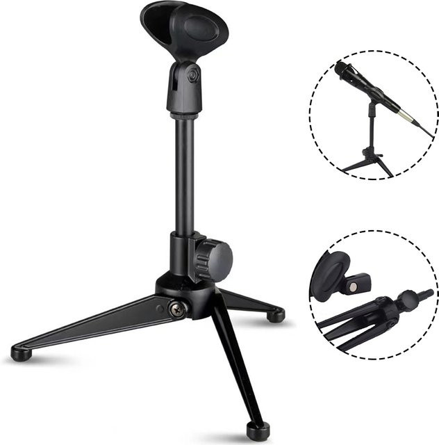 BAJEAL Mikrofonständer Desktop Stativ mit Clip-Halterung, Schwarz - Bild 1