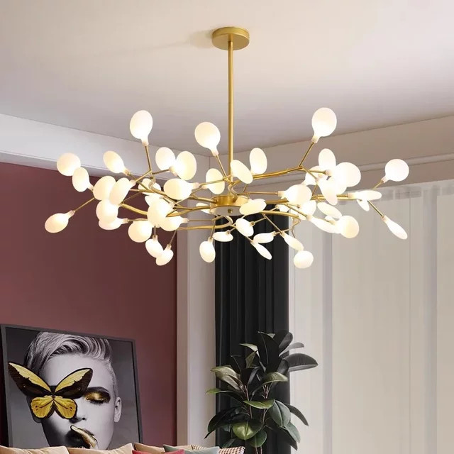 VIGOUS LED Deckenleuchte im Nordic Design als moderner Kronleuchter mit Zweig-Anhänger für dein Wohnzimmer in Gold/Messing oder Schwarz - Bild 1